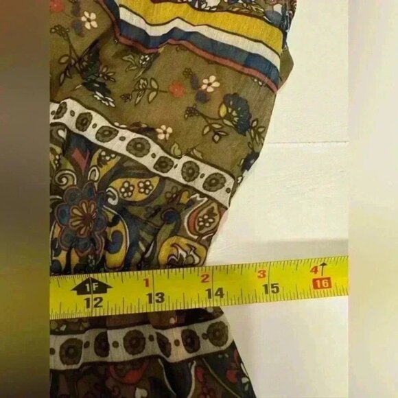 Eyelash Couture dress green floral knee length short sleeve cowl neck size large - Picture 10 of 12